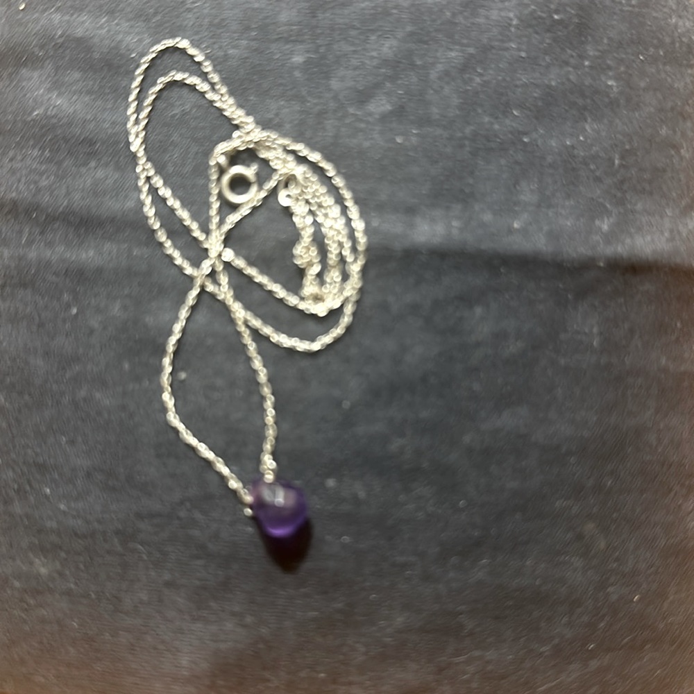 Sterling silver ~18” chain semi-precious amethyst.